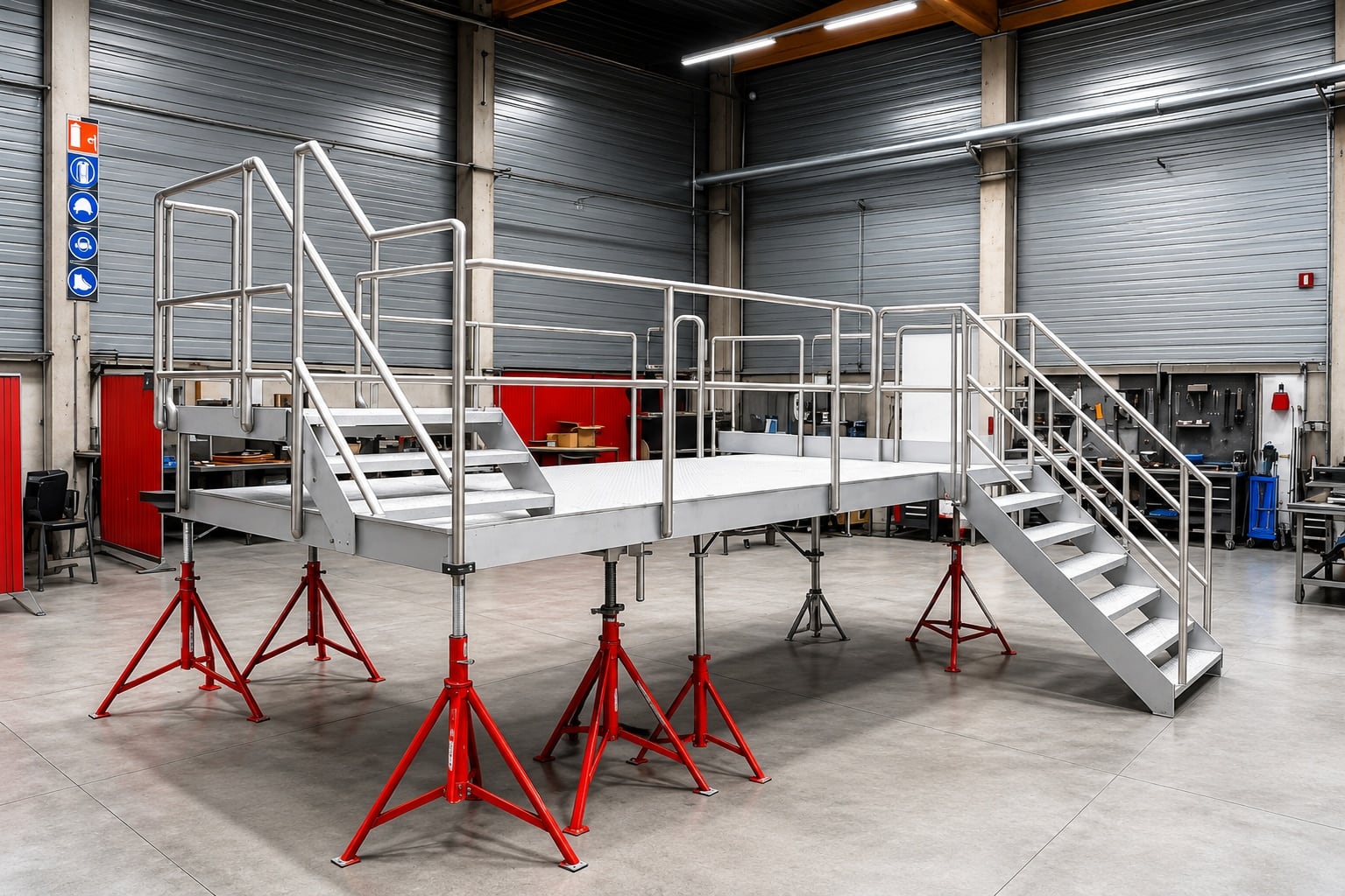 Pivaco staalconstructie — veilige toegang met trap en bordes